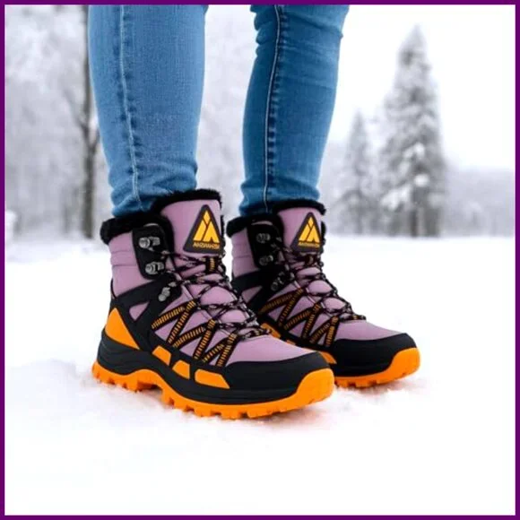 Waterproof Winter Snow Boots Fur Lined Ankle Hiking Non-Slip Outdoor Shoes - Picture 2 of 7